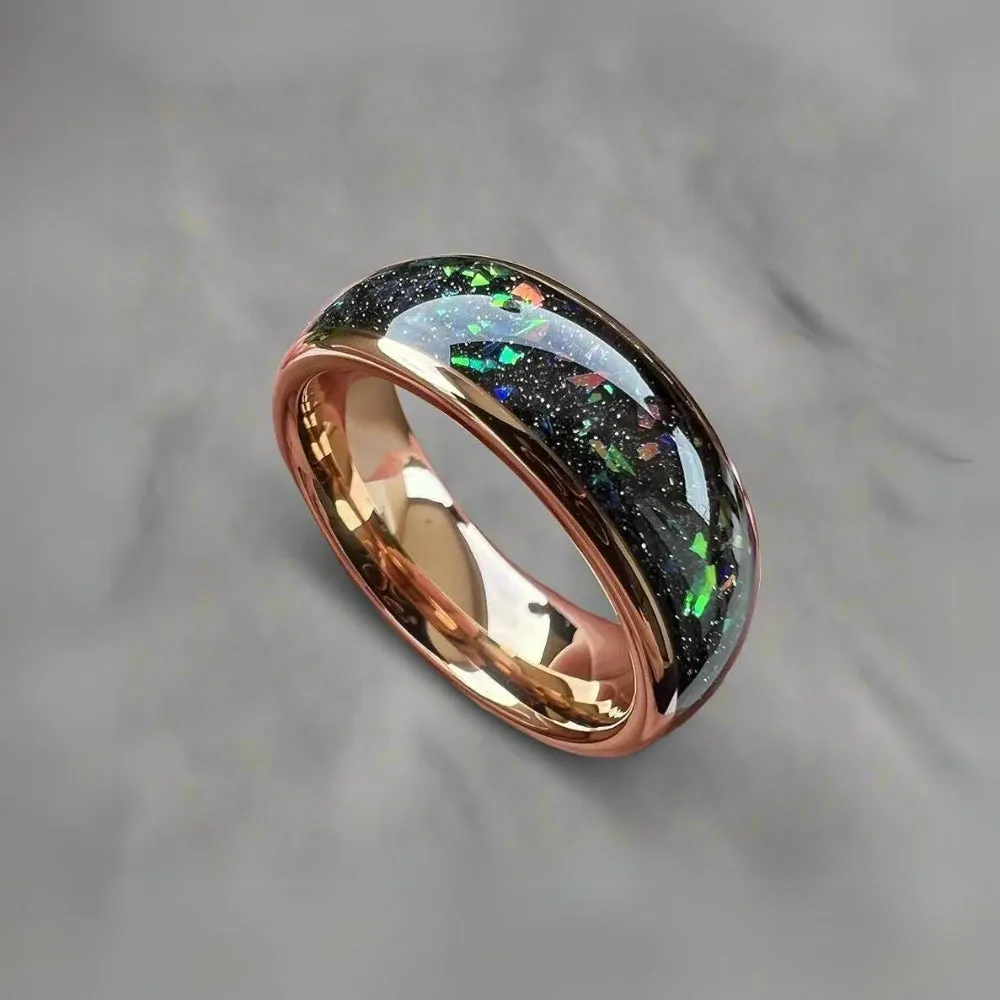 Galaxy Opal & Tungsten Wedding Ring (8mm)