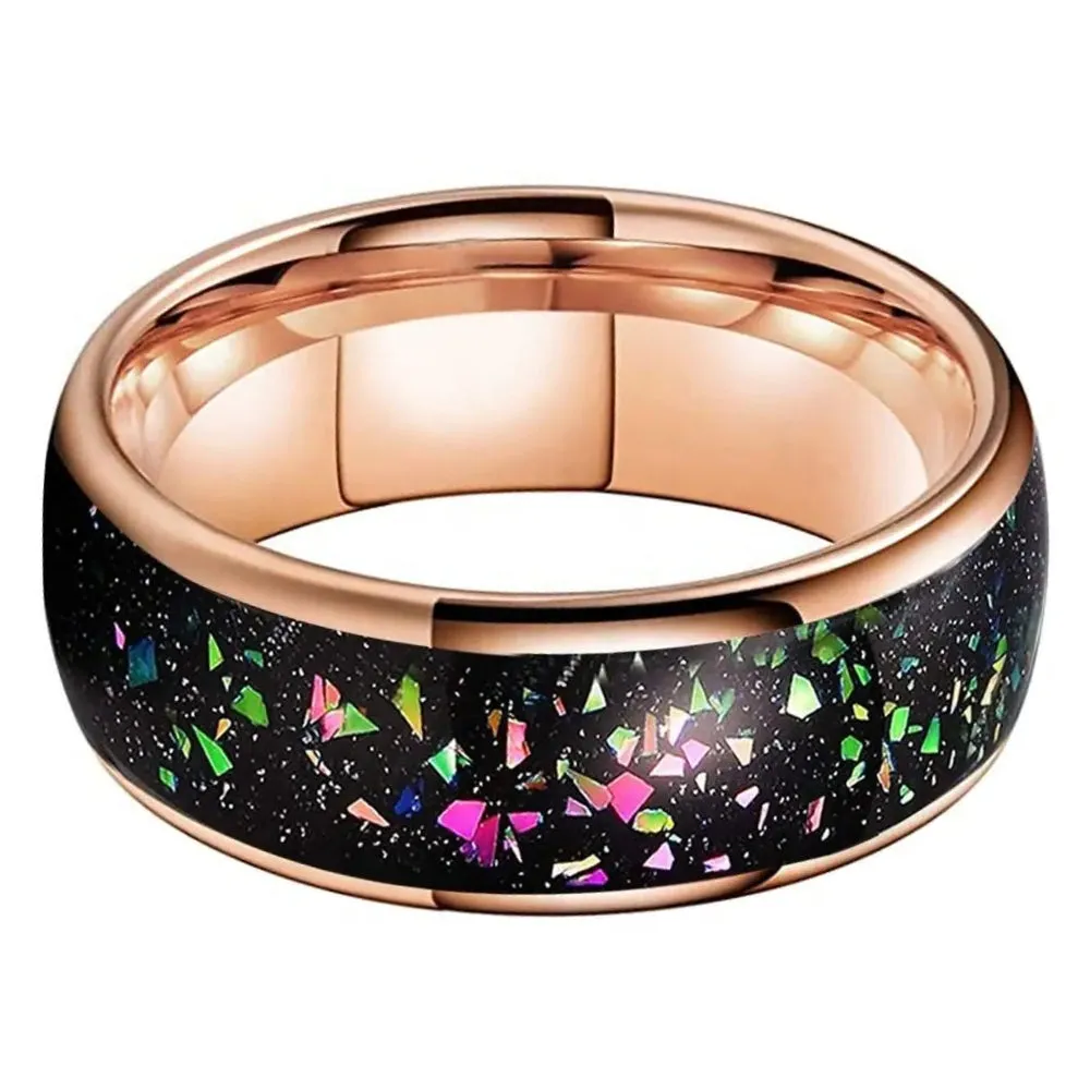 Galaxy Opal & Tungsten Wedding Ring (8mm)