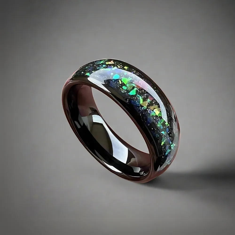 Galaxy Opal & Tungsten Wedding Ring (8mm)