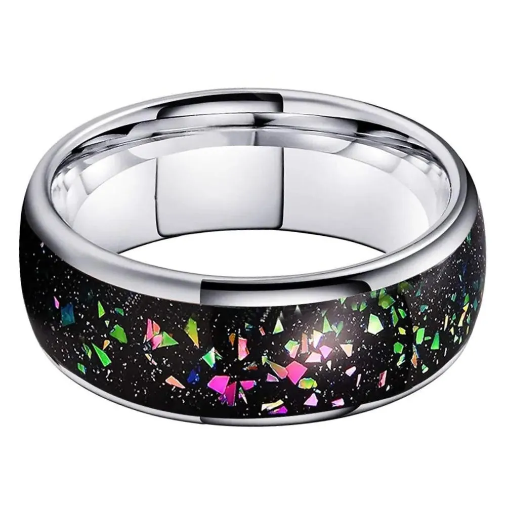 Galaxy Opal & Tungsten Wedding Ring (8mm)