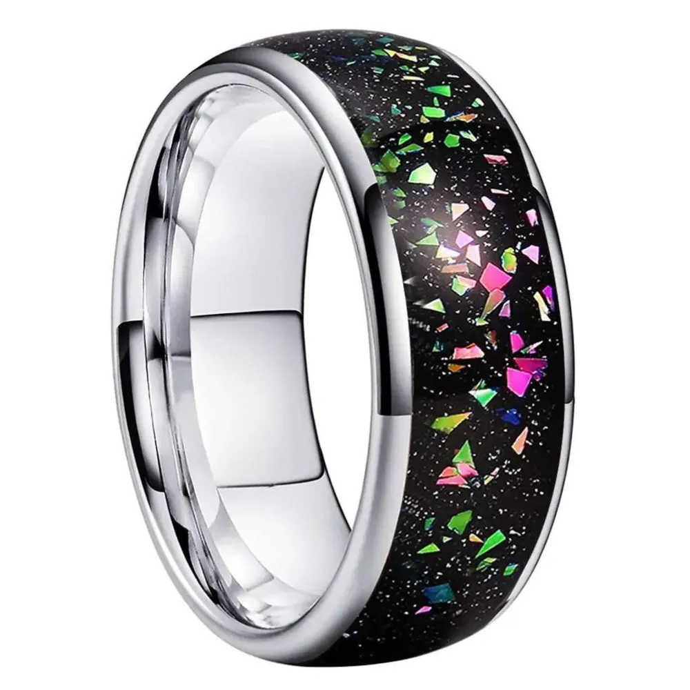 Galaxy Opal & Tungsten Wedding Ring (8mm)