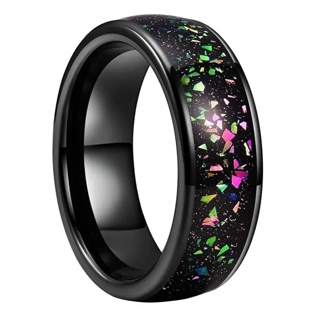 Galaxy Opal & Tungsten Wedding Ring (8mm)