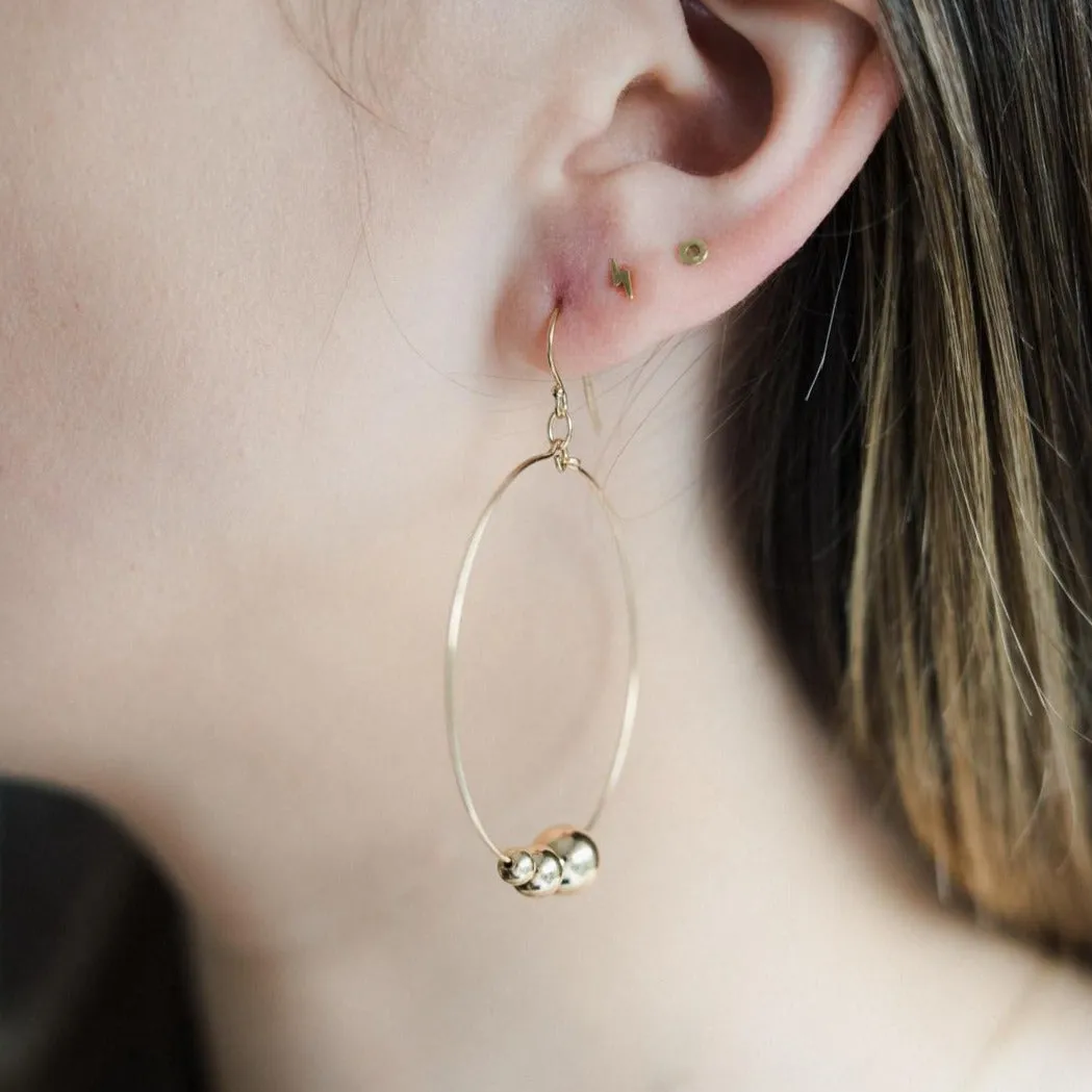 Gold Filled Triple Gold Ball Hoop Earrings