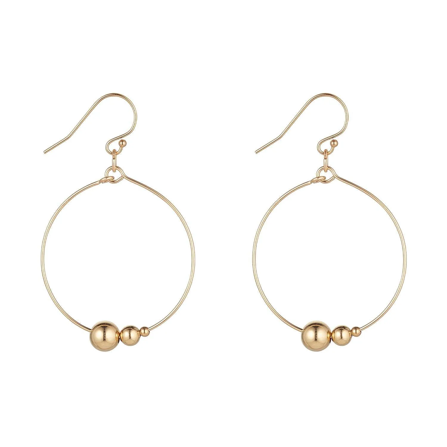 Gold Filled Triple Gold Ball Hoop Earrings