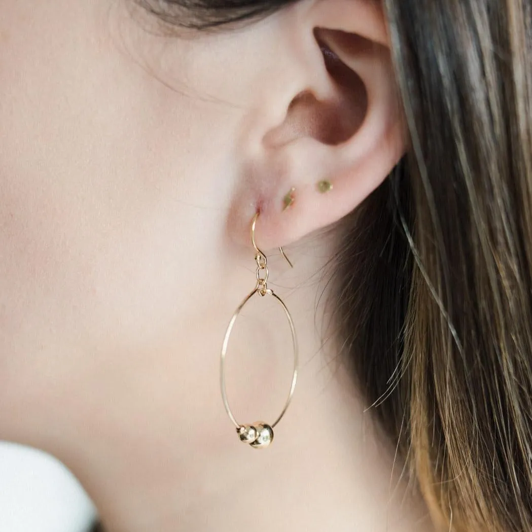 Gold Filled Triple Gold Ball Hoop Earrings