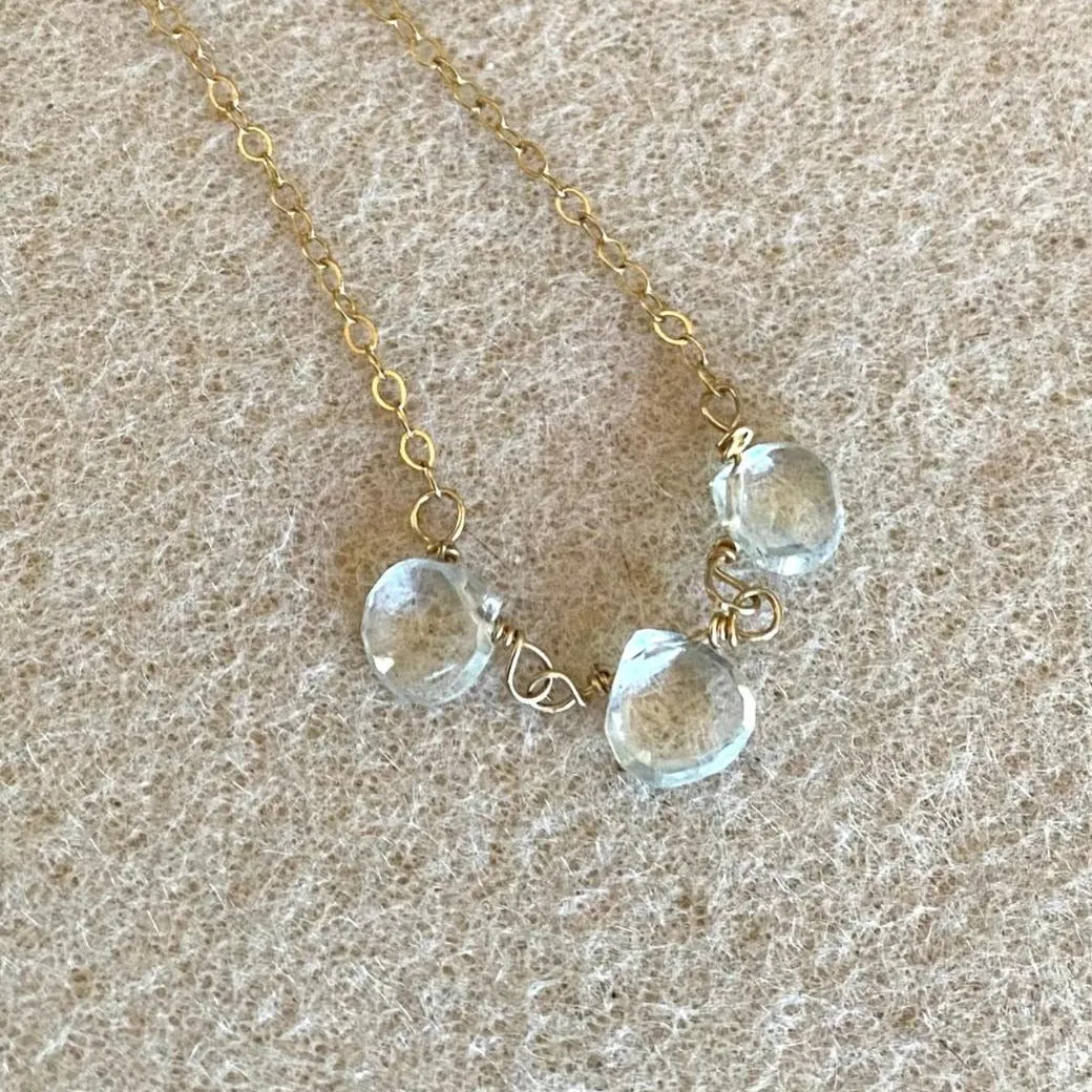 Gold Necklace with Gemstone Trio