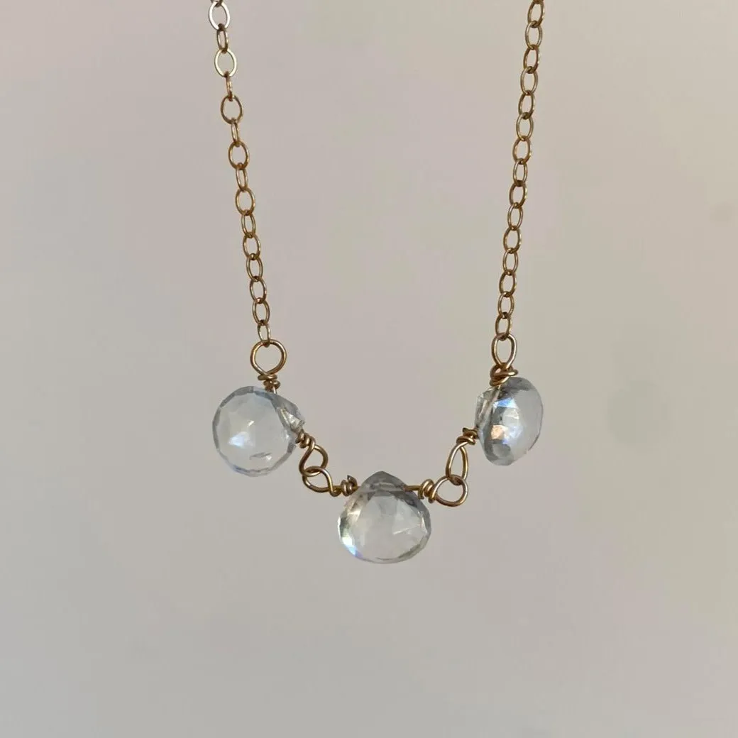 Gold Necklace with Gemstone Trio