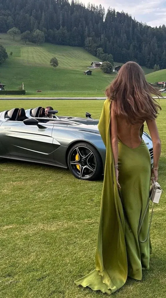 Green Backless Sexy Long Prom Dress Evening Dress Charming Party Dress