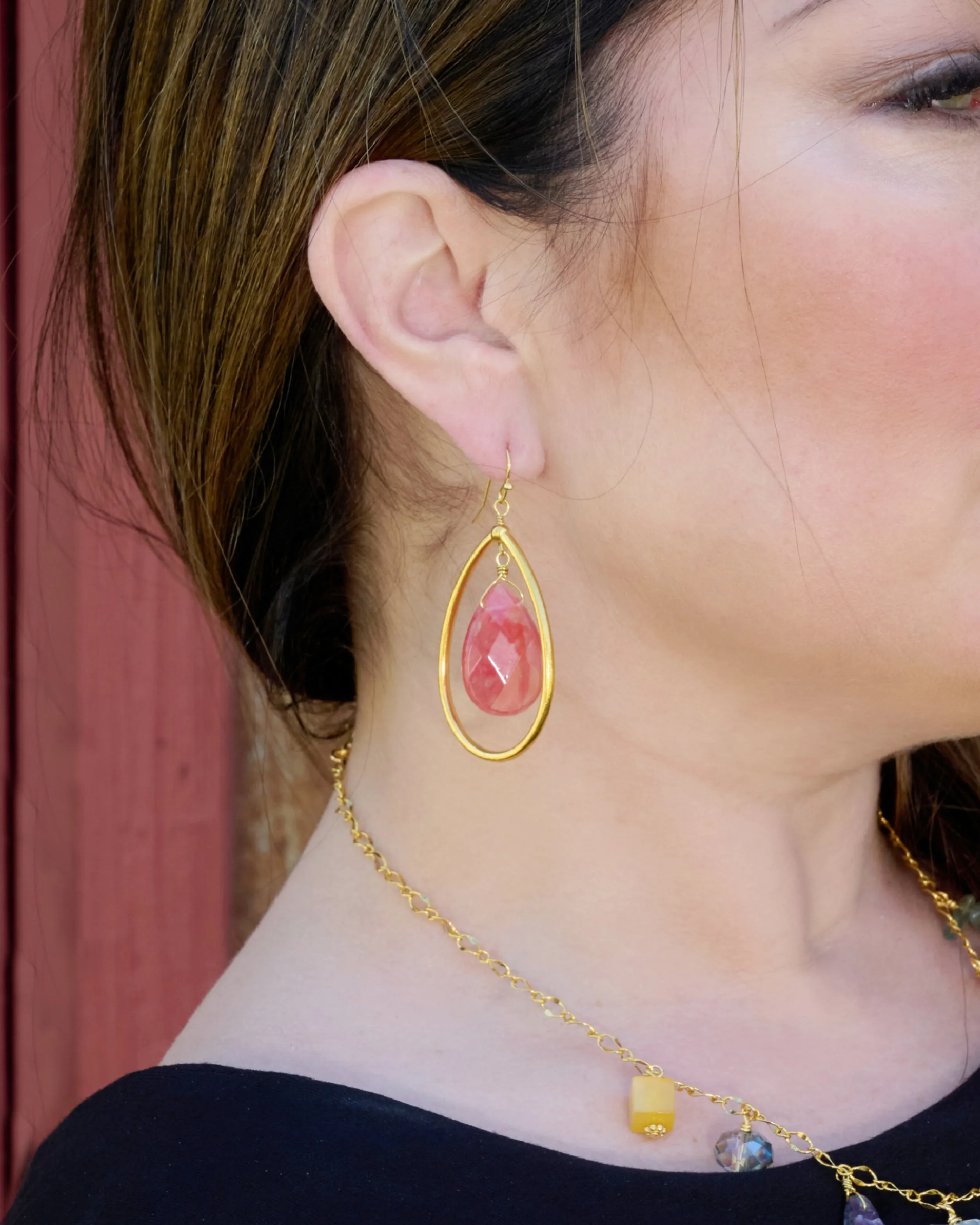 Large Gemstone Teardrop Earring ER625