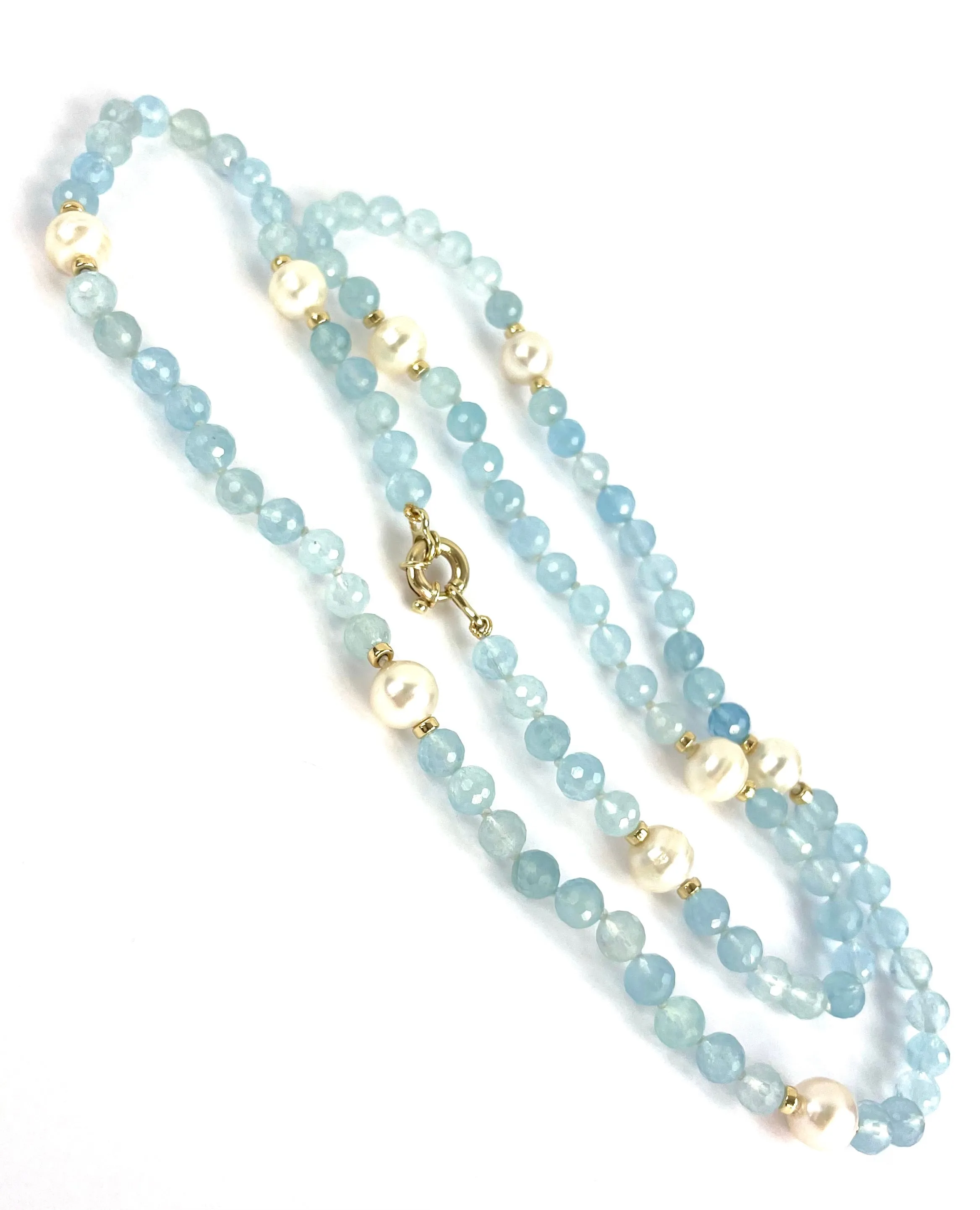 Long Aqua Pearl necklace