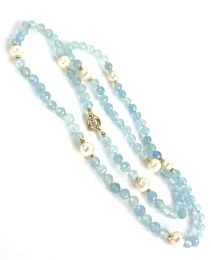 Long Aqua Pearl necklace