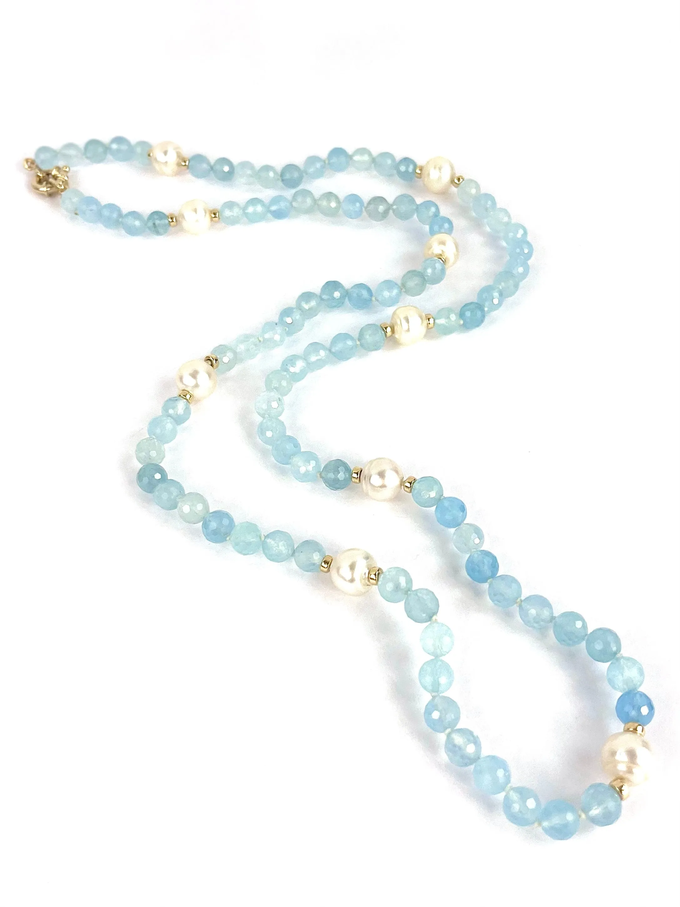 Long Aqua Pearl necklace