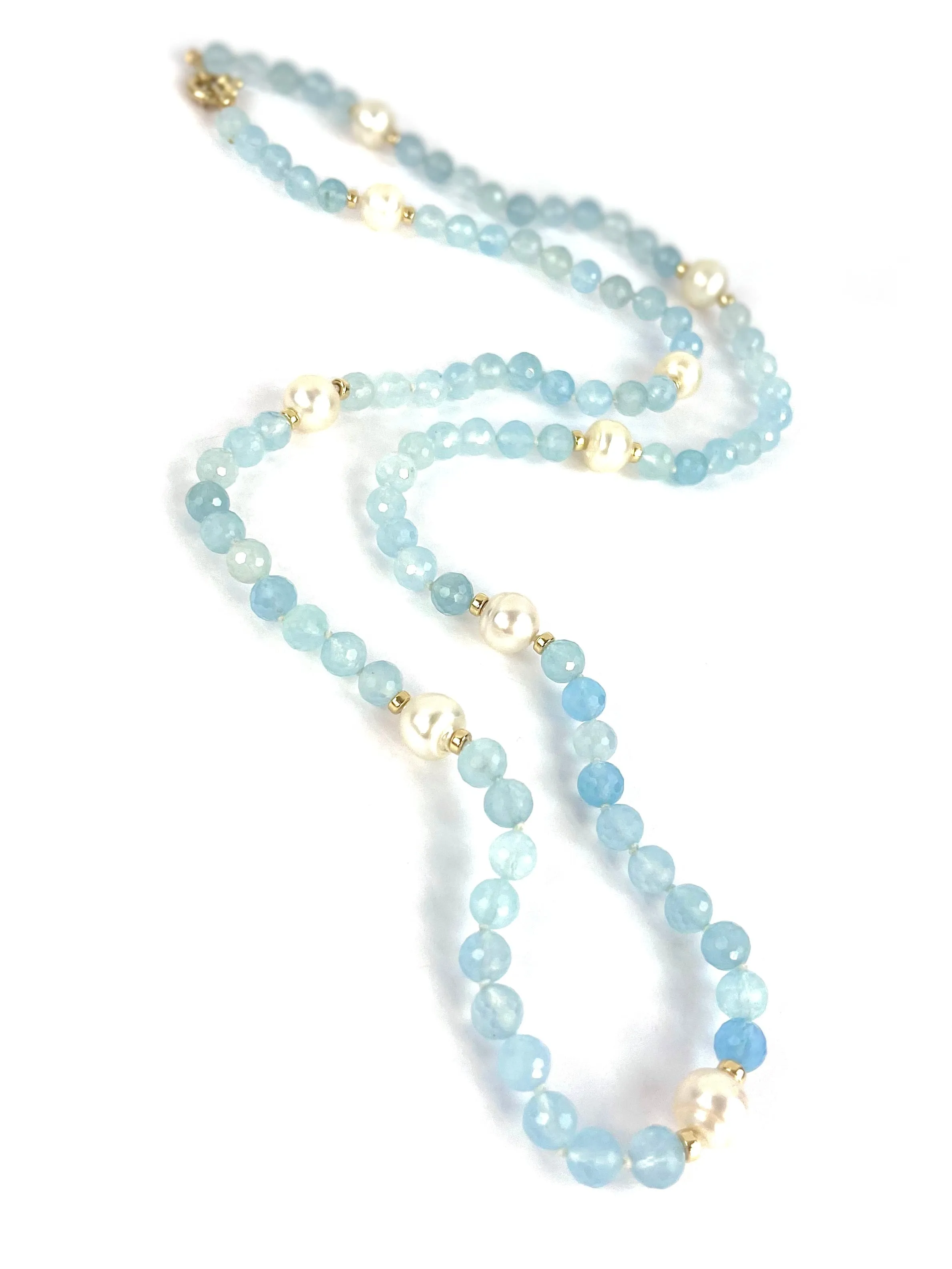 Long Aqua Pearl necklace
