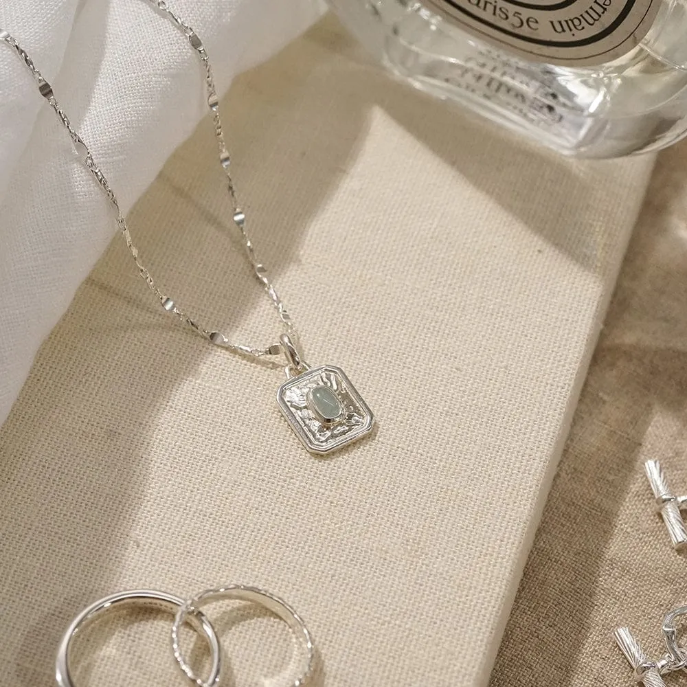 March Aquamarine Birthstone Necklace Sterling Silver