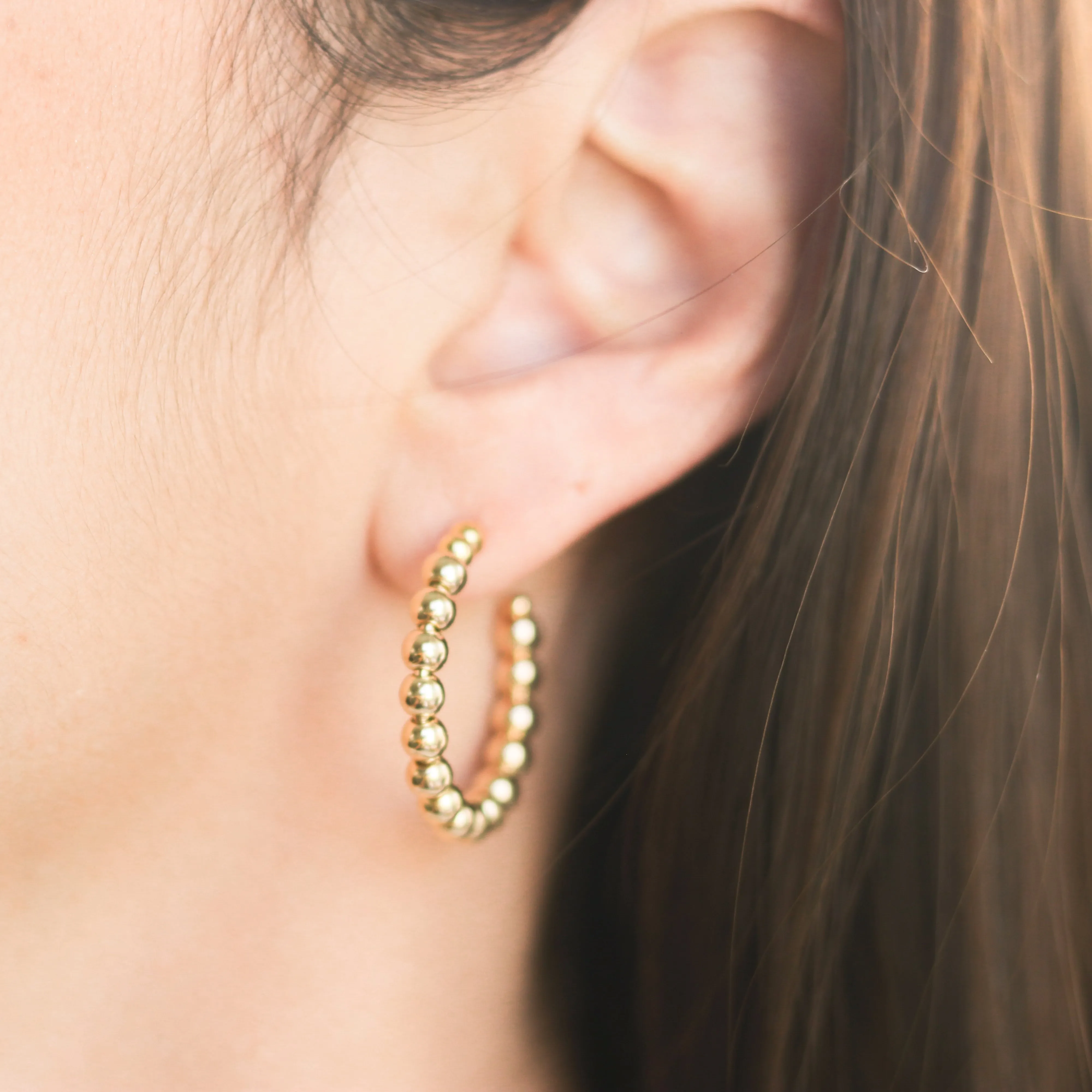 Medium Beaded Hoop Earring