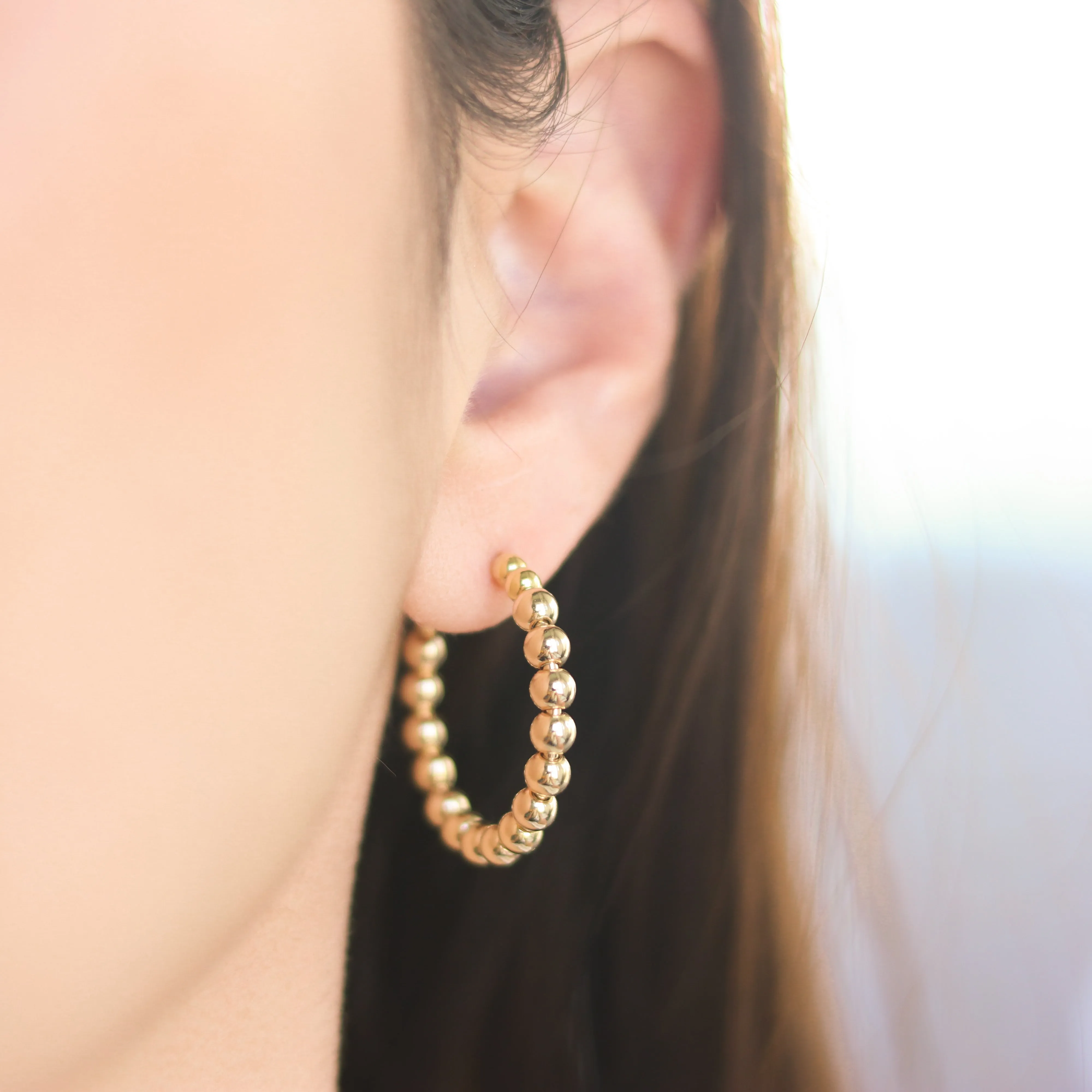 Medium Beaded Hoop Earring