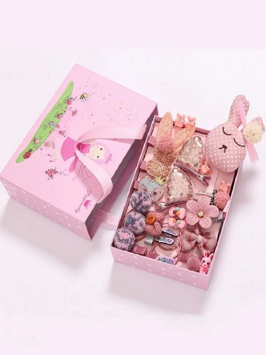 Melbees by Yellow Chimes Gift Set of Hair Accessories for Kids with Hair Clips and Band Assortment Gift Box for Kids Girls