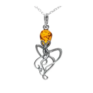 MILENA Necklace Amber Silver Octopus Small