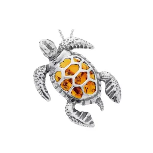 MILENA Necklace Amber Silver Turtle