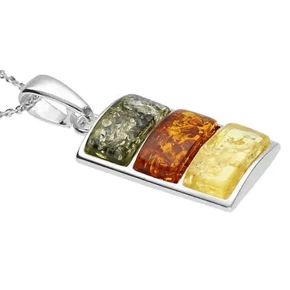 MILENA Necklace Amber Three Stones Pendant