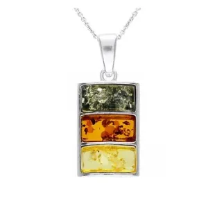 MILENA Necklace Amber Three Stones Pendant