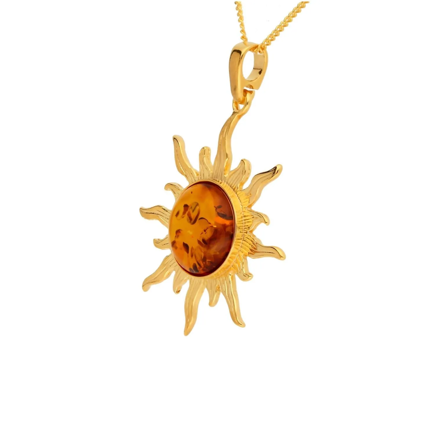 MILENA Pendant Gold plated Silver and Baltic Amber Sun