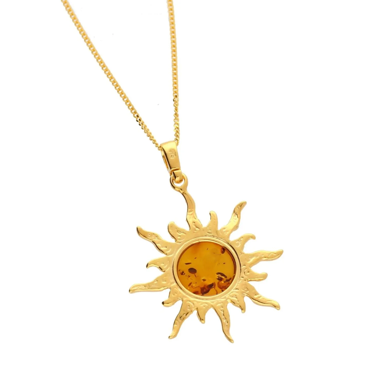 MILENA Pendant Gold plated Silver and Baltic Amber Sun