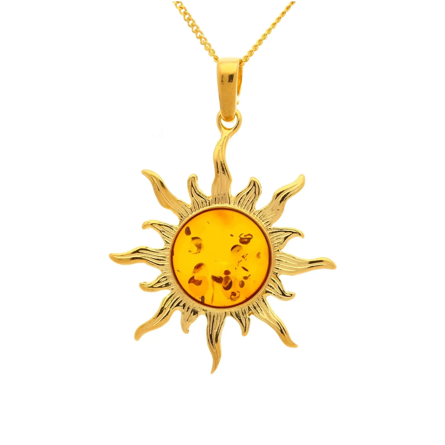 MILENA Pendant Gold plated Silver and Baltic Amber Sun