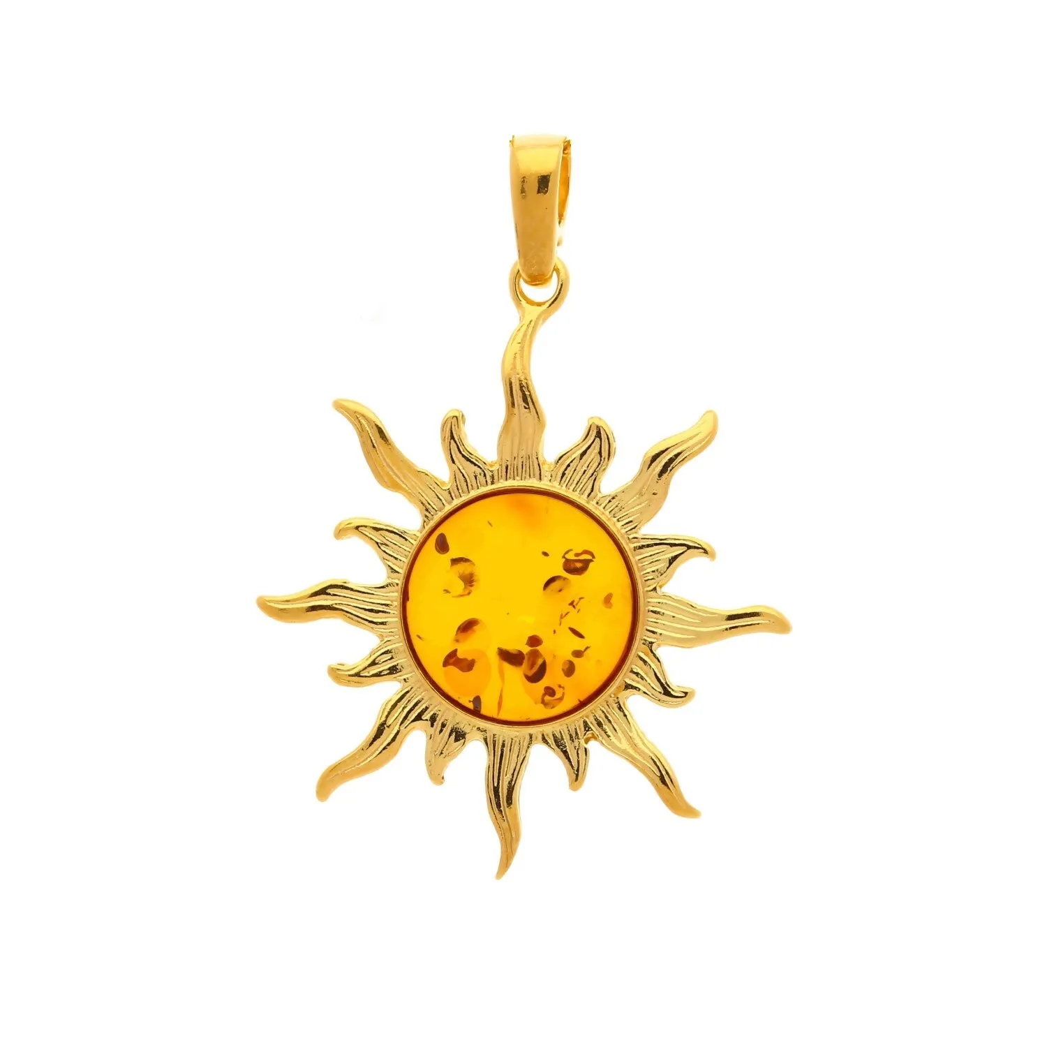 MILENA Pendant Gold plated Silver and Baltic Amber Sun