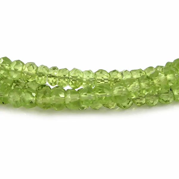Natural Peridot Faceted Beads Silver Necklace