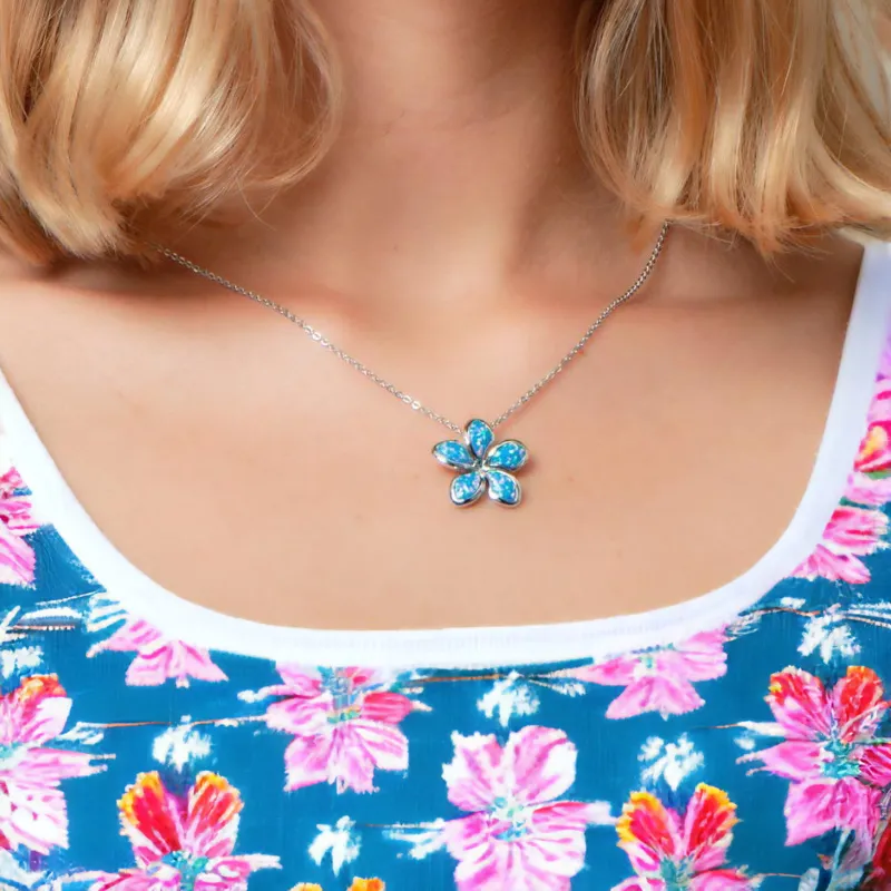 Opal Sunrise Plumeria Pendant
