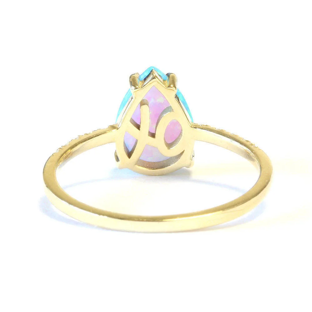 Pear Opal & Diamonds Ring XO