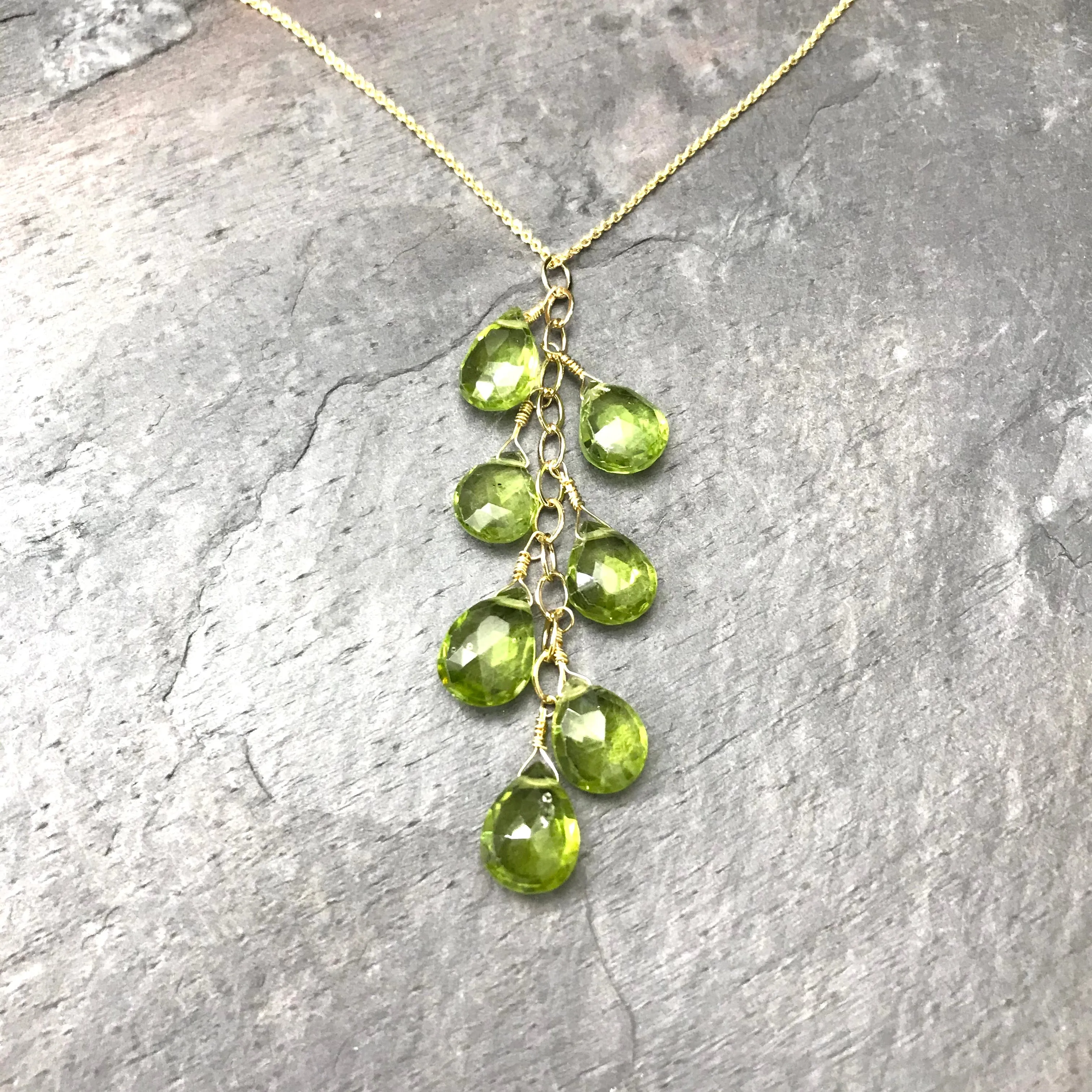 Peridot Fern Gold Necklace