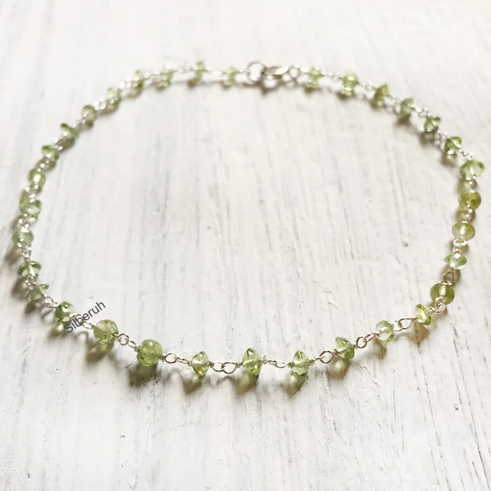 Peridot Silver Anklet
