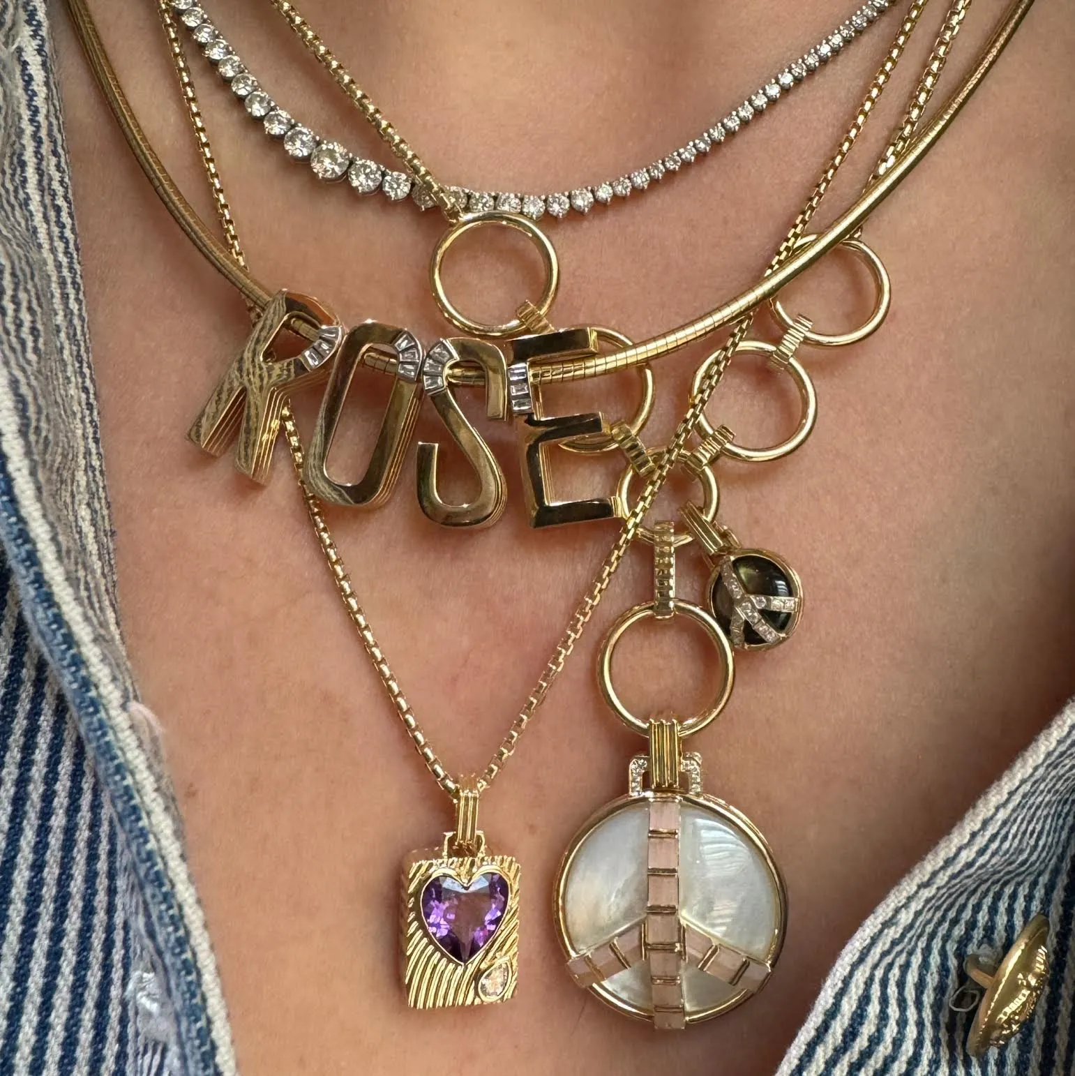 Ripple Heart Amulet Charm Pendant
