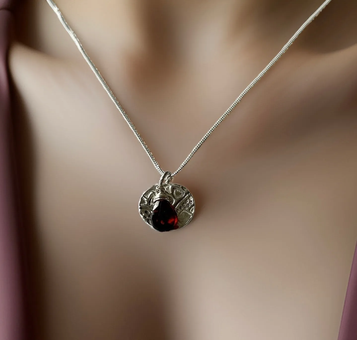Silver Birthstone Necklace Peridot