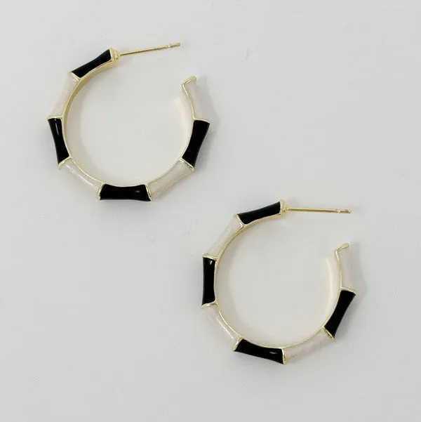 Small Color Block Baboo Hoop Earrings