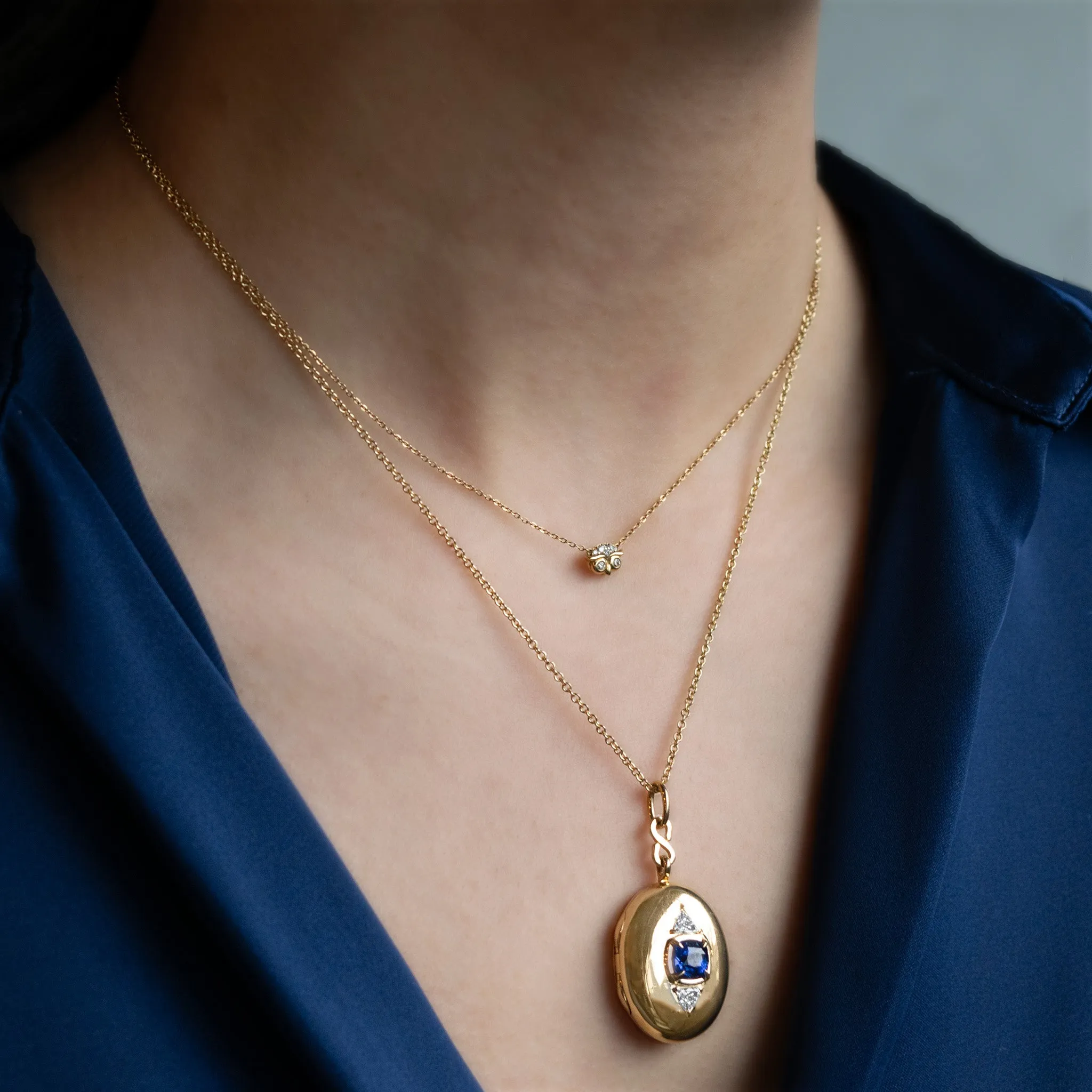 Special Edition Blue Sapphire and Trillion Cut Diamond Locket