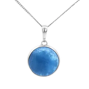 Sterling Silver Round Cabochon Aquamarine Pendant