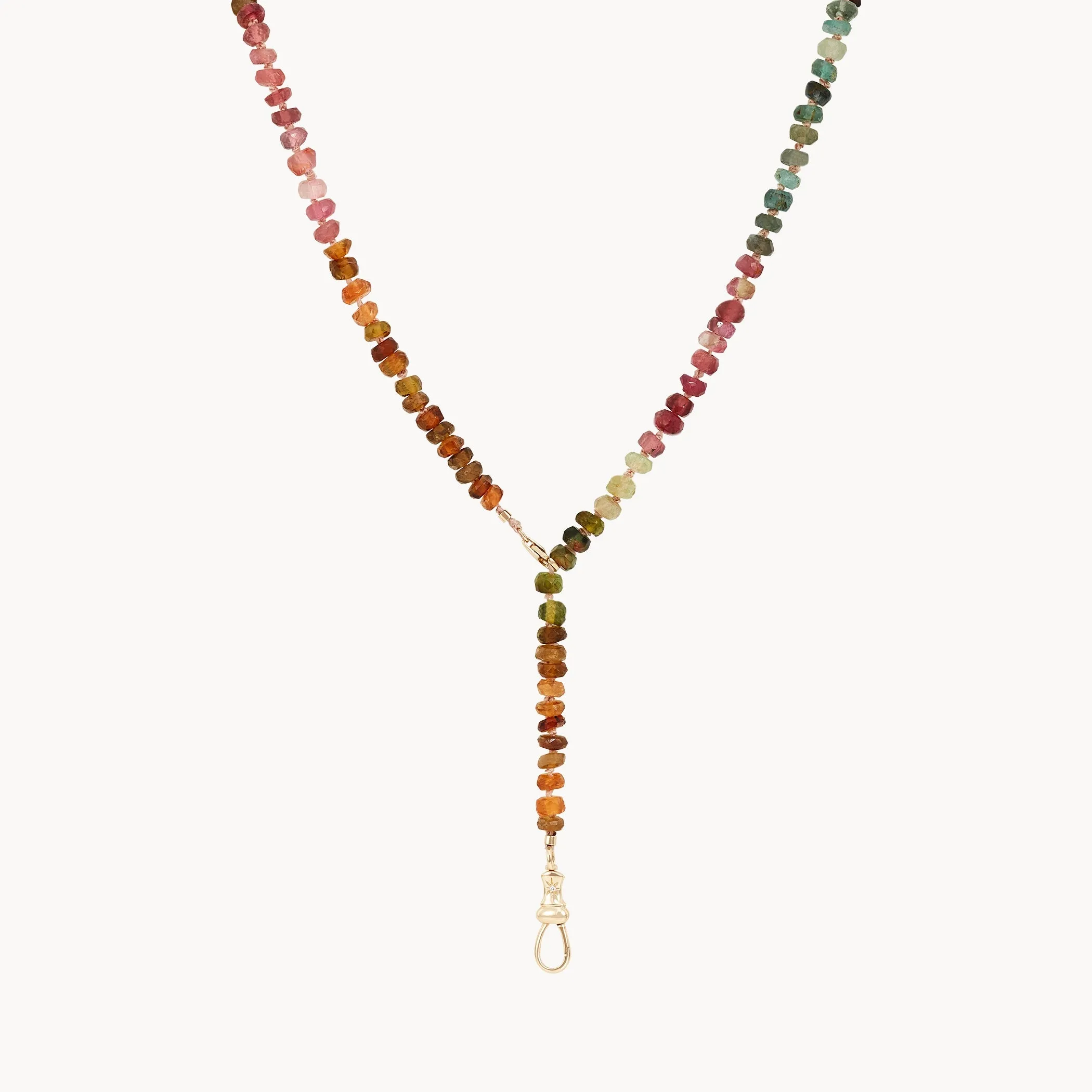 tourmaline beaded mood necklace - 10k yellow gold, tourmaline