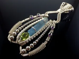 Vietnamese Aquamarine and German Peridot Coiled Amulet