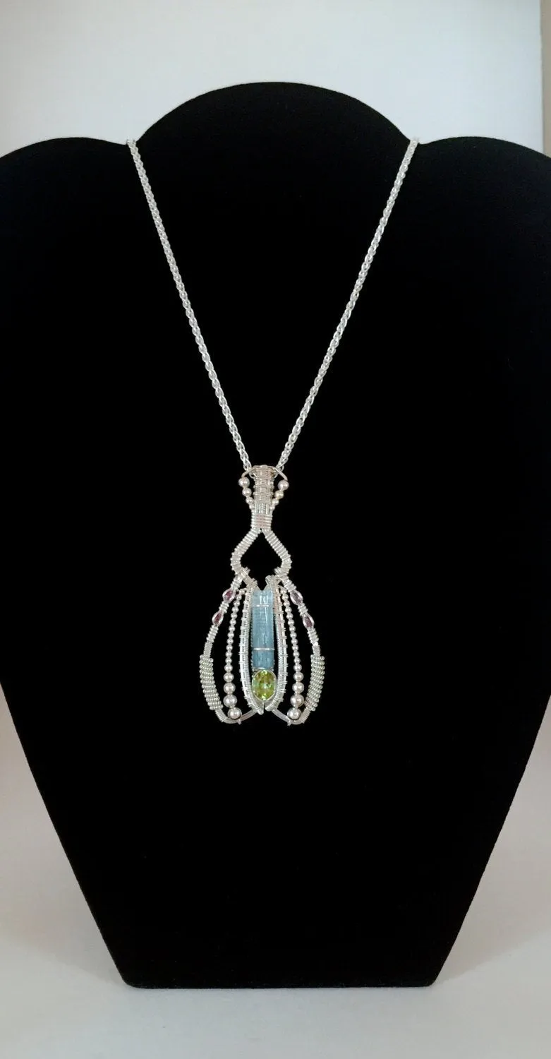Vietnamese Aquamarine and German Peridot Coiled Amulet
