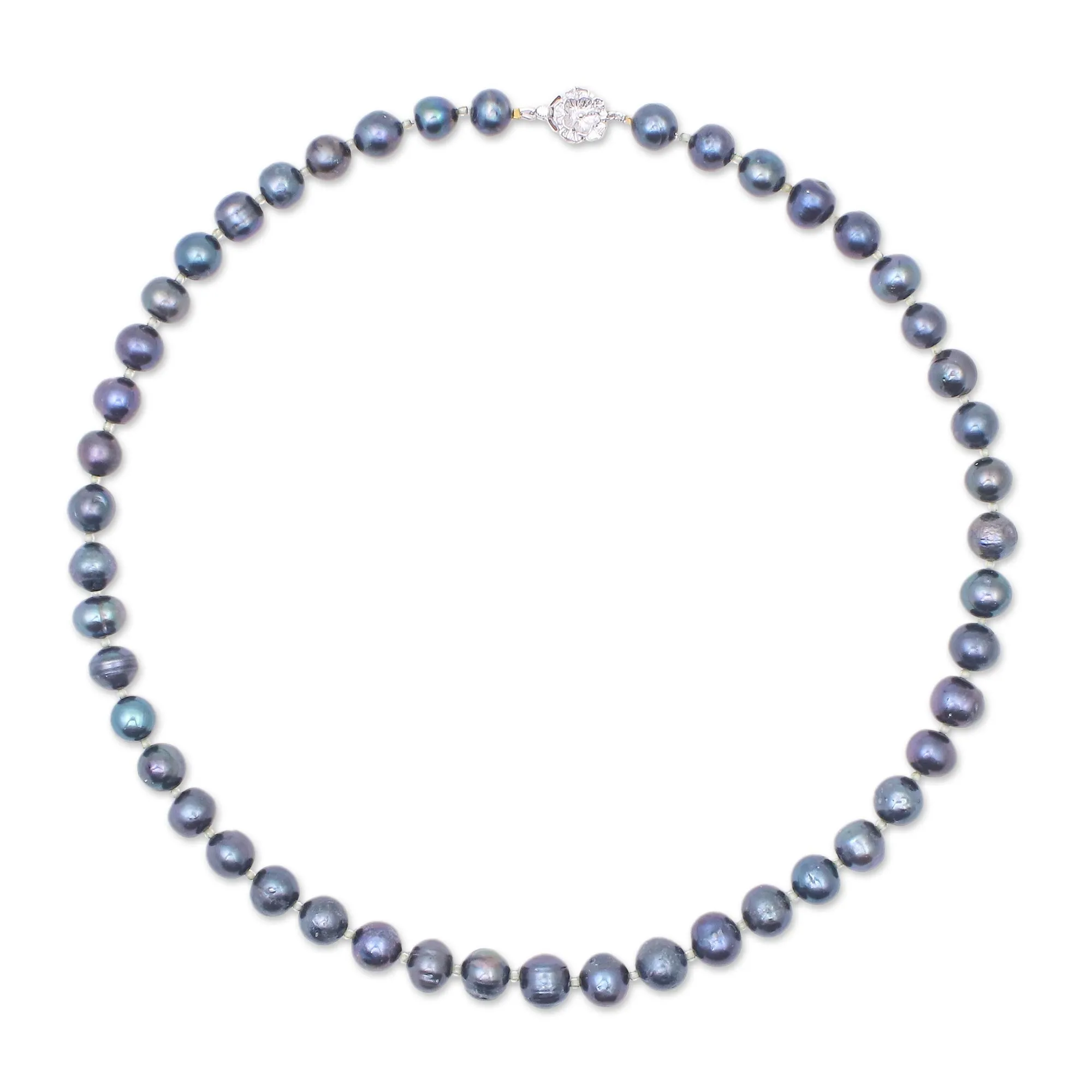 Violet Sea Breath Pearl and Peridot Necklace
