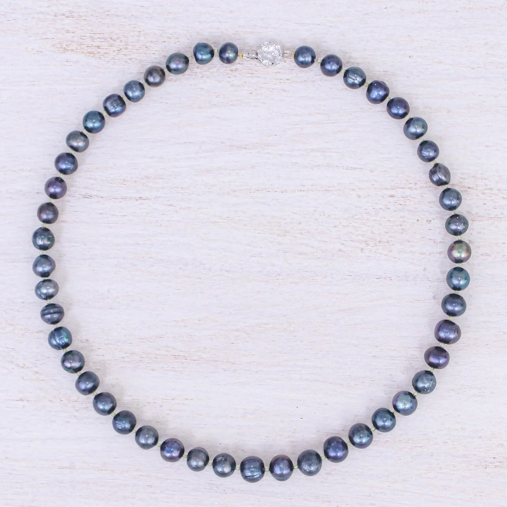 Violet Sea Breath Pearl and Peridot Necklace