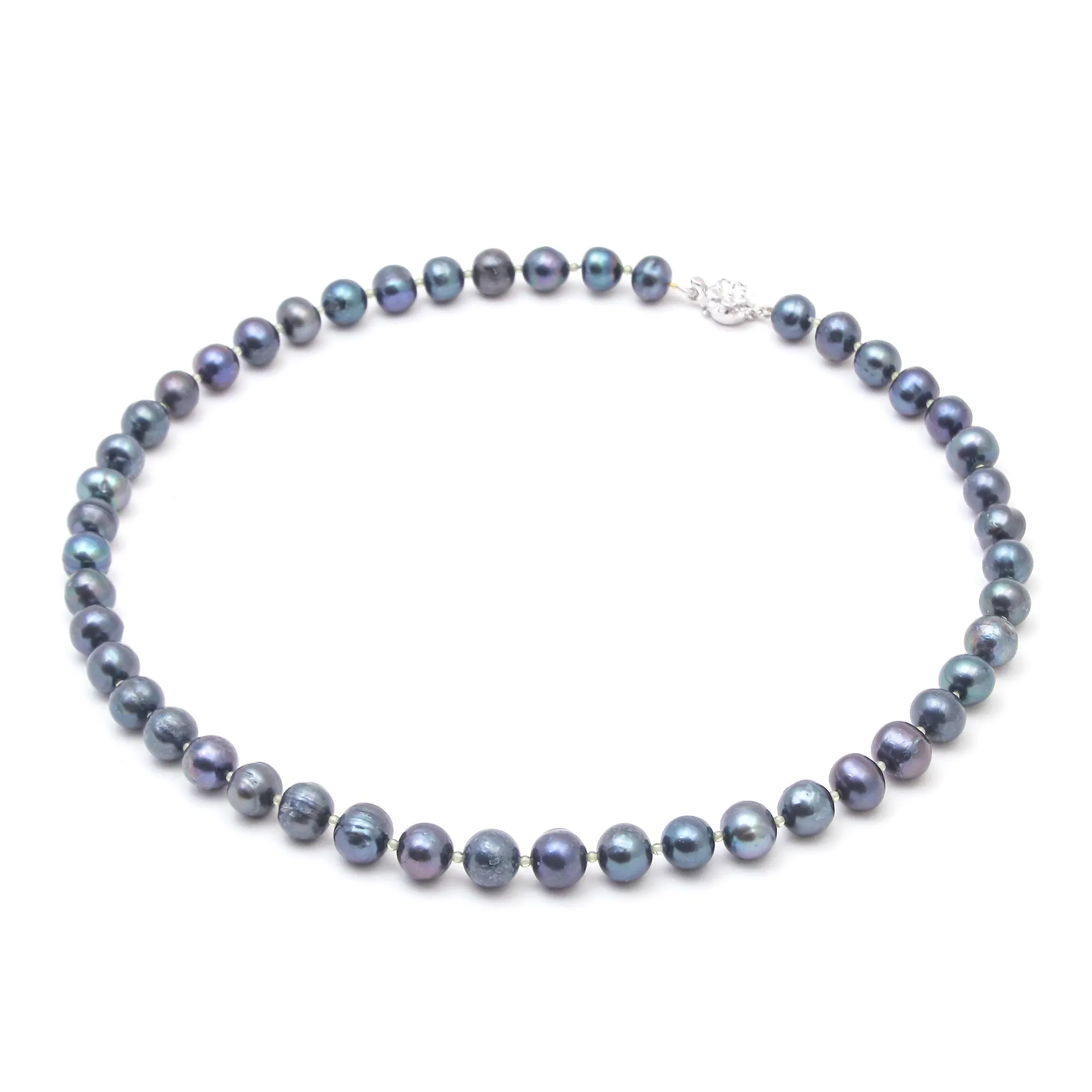 Violet Sea Breath Pearl and Peridot Necklace